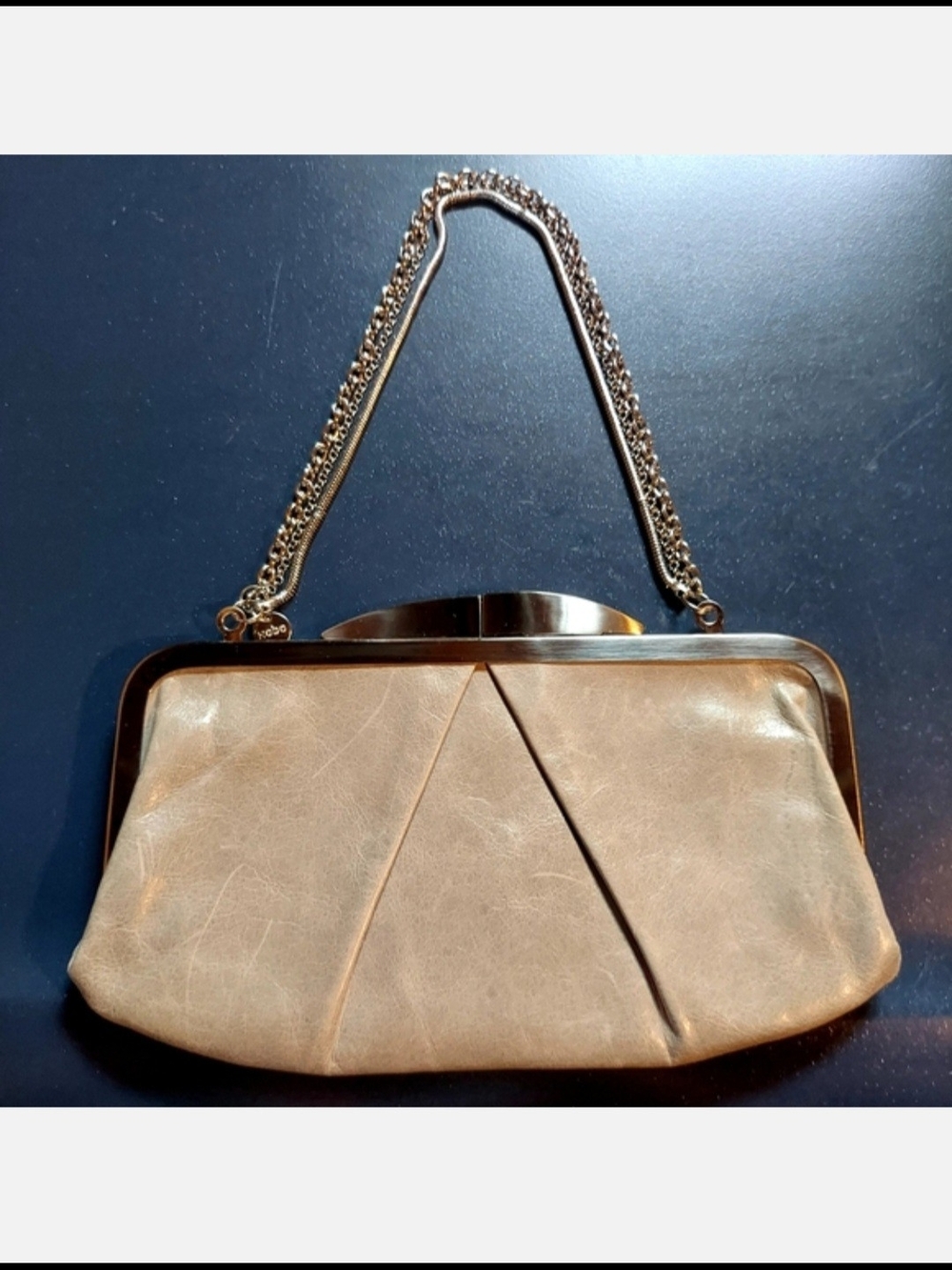 HOBO Metallic Tan Leather Chain-Handle Clutch